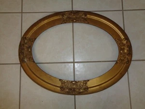 Large Vintage Gold Ornate Oval Picture Gesso Frame - Picture 1 of 6