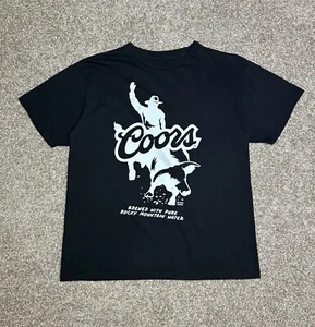 Coors Beer Men’s T-Shirt Classic Rodeo Bull Rider S/S Crew Regular Fit Size L - Picture 1 of 19