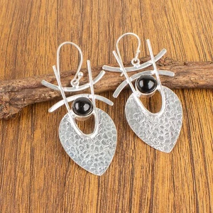 Black Tourmaline Gemstone 925 Sterling Silver Earring Handmade jewelry Earring - Picture 1 of 3