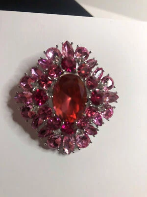 4137 Charter Club Ombre Rosa Cristal Pin Broche Tono Plata Nuevo Foto 1 de 2