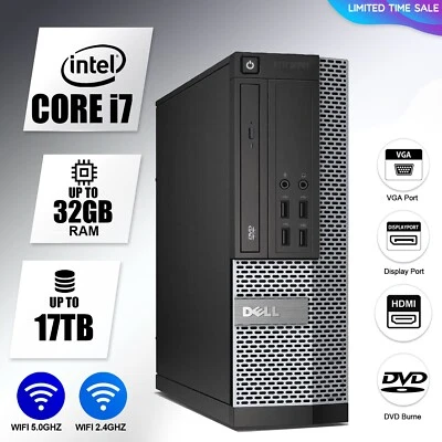 DELL Desktop Computer PC i7, up to 32GB RAM, 17TB SSD, Windows 10/11, DVD-RW - Image 1 of 4