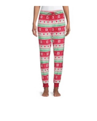 Pantalones para dormir Secret Treasures para mujer L Fair Isle con cordón de felpa Mulitico Jogger Foto 1 de 4