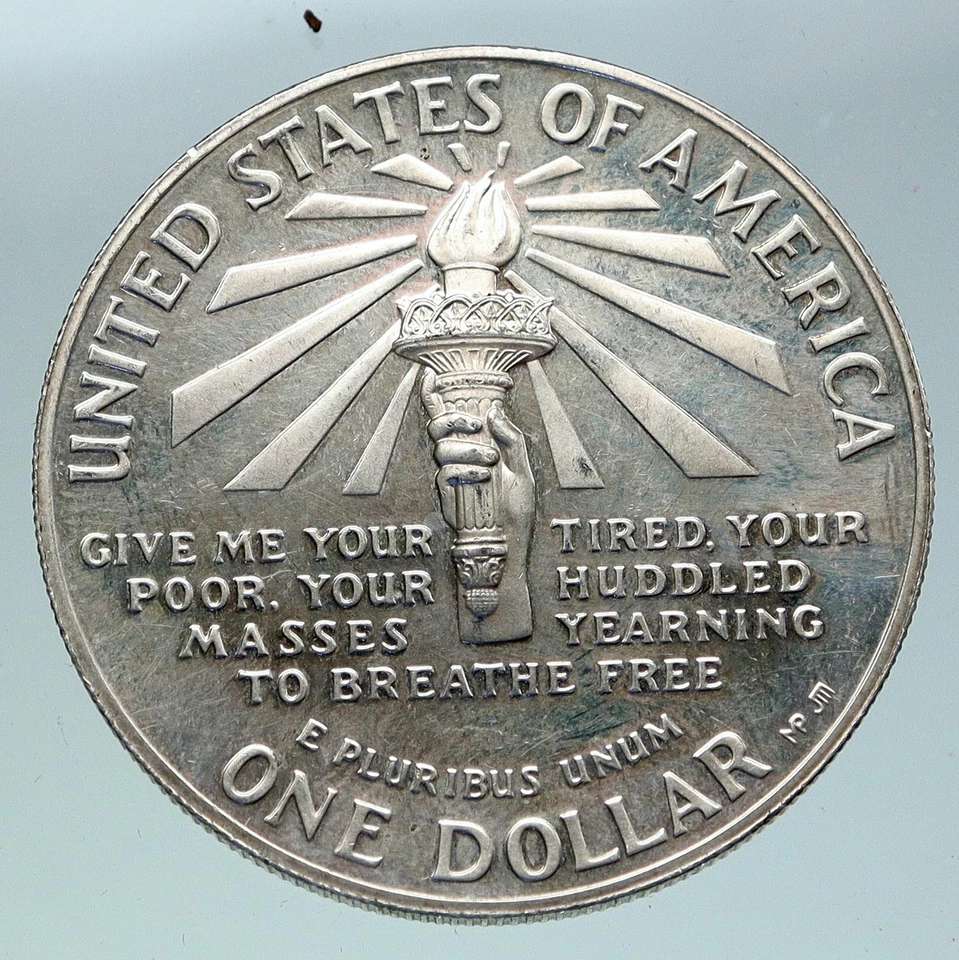 1986 UNITED STATES Ellis Island Statue of Liberty NY Proof Silver $ Coin i86339 - Image 1 of 3