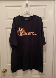 Virginia UVA Cavaliers Soccer Team Camp 1990s Adidas T-Shirt Blue Orange XL - Picture 1 of 2