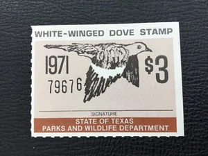 ICOLLECTZONE US Texas 1971 White Dove Hunting Stamp XF NH - Picture 1 of 1
