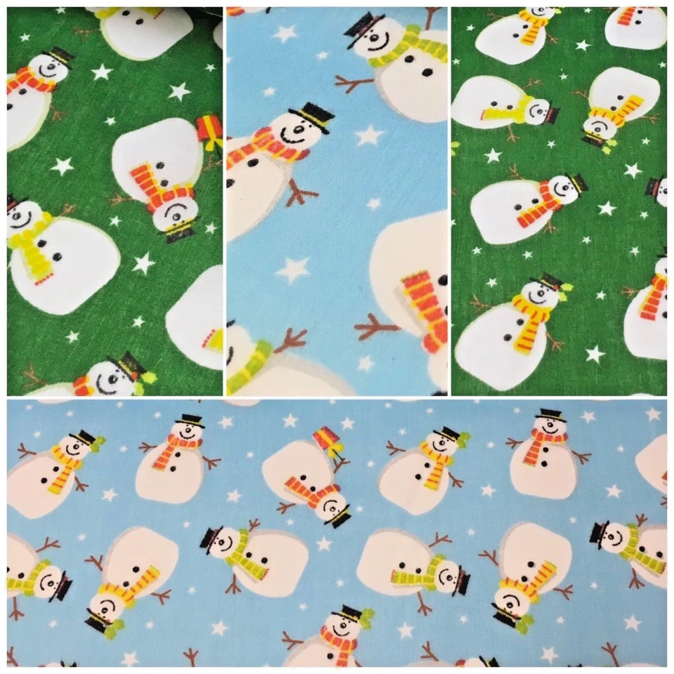 £2.75 Snowman and Stars Christmas Printed Polycotton fabric 44" Wide MD1008 - Image 1 of 1