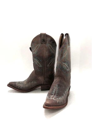 Justin 女式 BR106 棕色皮革弯轨西部拉靴 7.5B 全新带标签 — 第 1/4 张图片