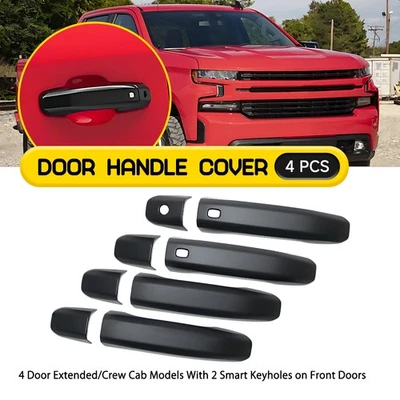 For 19-25 Chevy Silverado 1500 Sierra 1500 4-40x Matte Black Door Handle Covers - Image 1 of 4