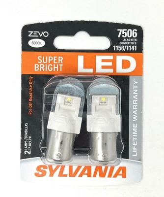 Sylvania ZEVO 7506 LED Super Bright -2 Lamps-Also fits 1156/1141-NEW - Image 1 of 2