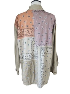 Free People We The Free Swept Up Shirt Jacket Medium Utility Patchwork Boho - Picture 1 of 9