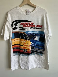 VTG NASCAR AOP T Shirt North Carolina Speedway Mens Large 90s Y2K Racing NICE OS - Picture 1 of 6