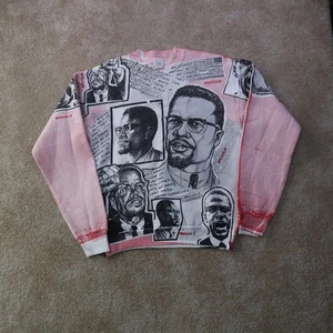 Vintage 90's Malcom X All Over Print Double Sided  Crewneck Sweatshirt Large - Picture 1 of 9