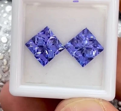 2ct+ Maravilloso 4mm Corte Princesa 8 Piezas 100% Tanzanita Natural Foto 1 de 2