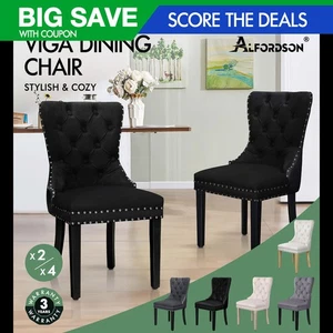 ALFORDSON 2x/4x Dining Chair Kitchen Padded Diamond Tufted Velvet Leather Fabric - Picture 1 of 114