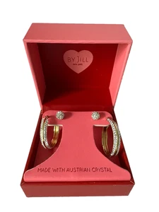 Conjunto de aretes y tachuelas de aro en tono dorado de cristal austríaco de Jill New York - Imagen 1 de 5