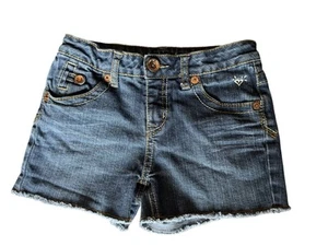 Justice Simply Low Denim Jean Shorts Girls Size 14S Medium Wash 3" Inseam EUC - Picture 1 of 12
