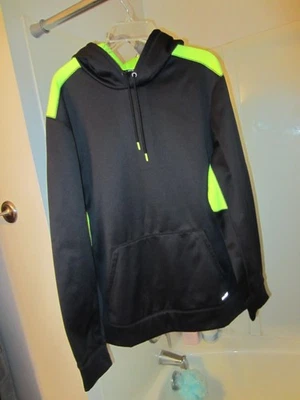 NUEVO SIN ETIQUETAS Mujer Manga Larga Sudadera con Capucha Tek Gear DryTek Talla L Negro/Amarillo Foto 1 de 4