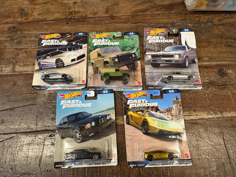 2022 Hot Wheels Premium Fast & Furious Complete 5 Car Set HNW46-956D DMGD PKGNG - Image 1 of 4