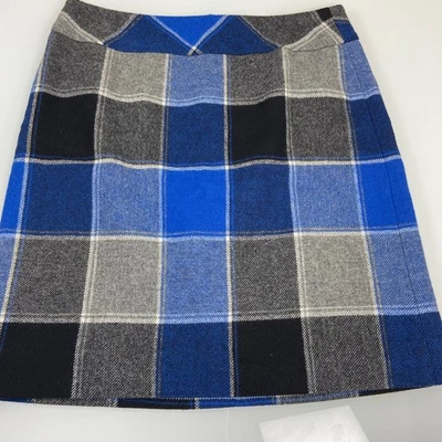 Talbots Womens 2P Petites Wool Blend Plaid Skirt Blue Gray Black Career Academia - Image 1 of 4