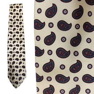 Vintage JOHN COMFORT Paisley 100% Silk Tie Beige Red Necktie Mod - Picture 1 of 5