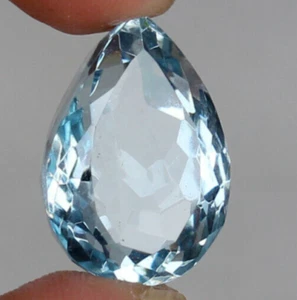 AAA+ Blue Aquamarine 53.70 Ct Faceted Pear Cut Loose Gemstone for Ring & Pendant - Picture 1 of 7