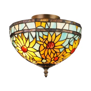 Victorian Style Stained Glass Wall Lamp Tiffany Sunflower Sconce Wall Light - Picture 1 of 5