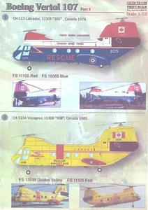 Print Scale Decals 1/72 Boeing Vertol 107 Hubschrauber Teil 1 - Bild 1 von 5