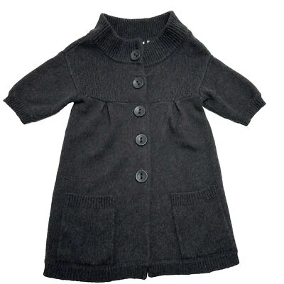 Vince. Womens Size Small 3/4 Sleeve Empire Button Front Wool Cardigan Dark Gray - Image 1 of 4