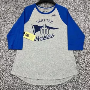 Seattle Mariners Shirt Women Medium Gray Blue Nike 3/4 Sleeve Crew Neck New M - Picture 1 of 7