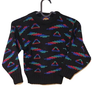 Rare Vintage 80s / 90s Youth Sweater Size Small Geometric Made in USA - Bild 1 von 5