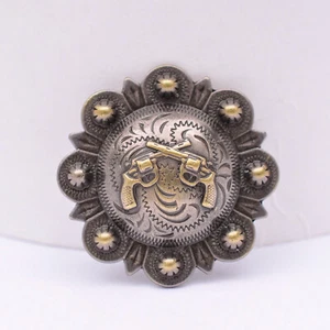 LOT OF 6 CONCHOS ANTIQUE BRASS PICO BERRY WESTERN RODEO LEATHER TACK 1 1/2 " - Picture 1 of 8