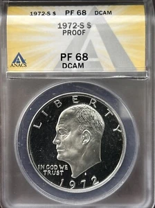 1972-S Proof Eisenhower (Ike) Dollar - ANACS PF 68 DCAM - Doubled Die (DDO-004) - Picture 1 of 5