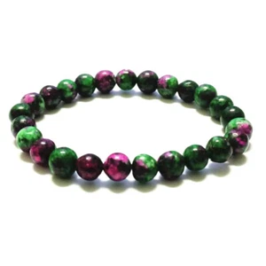 Pulsera redonda de 8 mm de rubí natural hecha a mano con cuentas de 8 mm de Reiki curativo 1 pieza - Imagen 1 de 2