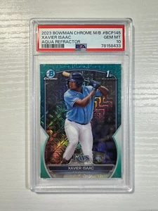 XAVIER ISAAC 2023 Bowman Chrome Mega Aqua Refractor Rookie /225 PSA 10 Rays RC - Picture 1 of 2