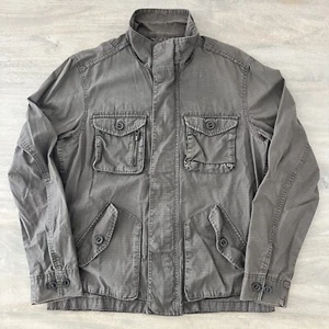 GAP Military Cargo Utility Zip Up Jacket Gray Mens Small Y2K 2000s - Picture 1 of 12
