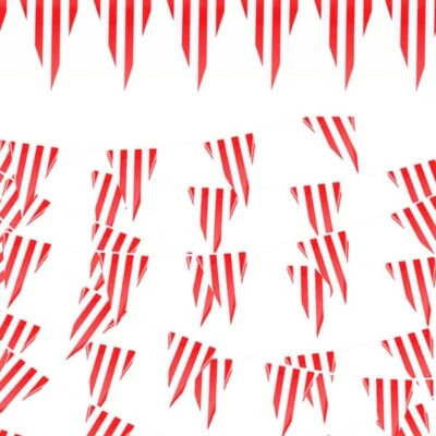 30m Navidad Rayas Rojas Circo Carnaval Colgante Bandera Bandera Fiesta Tienda Decoración  Foto 1 de 4