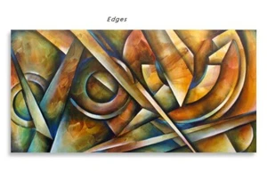 arte pintura geométrica tonos tierra profundidad colorido grande original hogar decorativo - Imagen 1 de 7