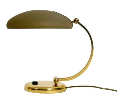 Lámpara de mesa Grand años 70 de latón con cuello ajustable - Diseño retro audaz para moderno Foto 1 de 4