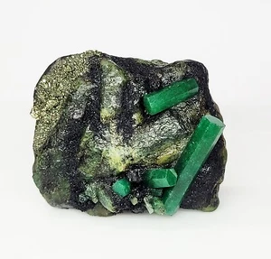 427 Ct Natural Zambia Emerald Matrix Rough Quartz With Pyrite Specimen Crystal - Picture 1 of 5