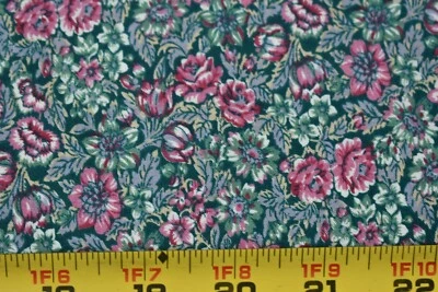 32" Long, Vintage, Pink & Lavender Floral on Green Quilt Cotton, Springs, P1803 - Image 1 of 4