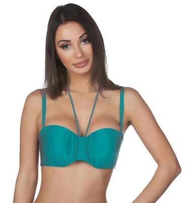 Top de bikini de natación Panache Marina con aros bandeau moldeado acanalado para mujer Foto 1 de 4