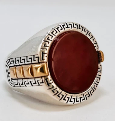 Herrenring aus 925 Silber & Achat Stein Männer Siegelring Herren Ring Silberring - Bild 1 von 3