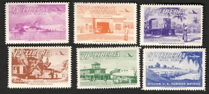 1953 Liberia Sc #C71-76 Airmail Road Building - Transportation MH stamps Cv$6.50 - Picture 1 of 1