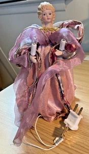 10 helle Weihnachtsengel mit Porzellankopf rosa/lila Kleid blondes Haar - Bild 1 von 5