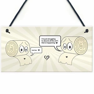 Funny Toilet Bathroom Hanging Sign Toilet Paper Joke Home Decor Toilet Sign - Picture 1 of 9