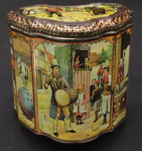 Antik 1893 Werbung Huntley & Palmers ""Circus"" Keksdose Stanze e Judy - Bild 1 von 16