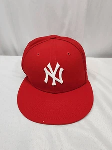New Era New York Yankees White Red Size 8 Fitted Hat - Picture 1 of 7