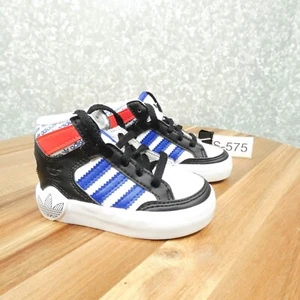 Adidas Hard Court Hi Sneaker Toddler 5K Black White Blue Shoe FV5480 - Picture 1 of 15