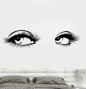 Vinyl Wall Decal Sexy Women's Eyes Eyelashes Girl Beauty Salon Stickers (1270ig) - Picture 1 of 3