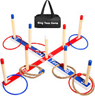 U&C Planet Upgraded Large Quoits Garden Games Set, Wooden Ring Toss Game For And